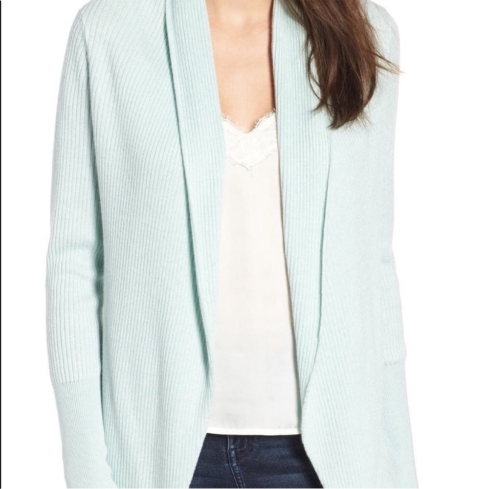 Leith Ribbed Shawl Cocoon Cardigan Sweater small